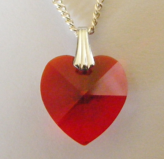 Swarovski Crystal Heart Pendant w/ Chain Necklace // Made in England // Valentines Gift // Love Heart // Various Colours // Sparkly Heart