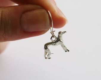 Silver Dog Earrings // Silver Plated w/ Fish Hook Ear Wires // Dog Lovers Gift Idea // Ladies Earrings // Made in UK