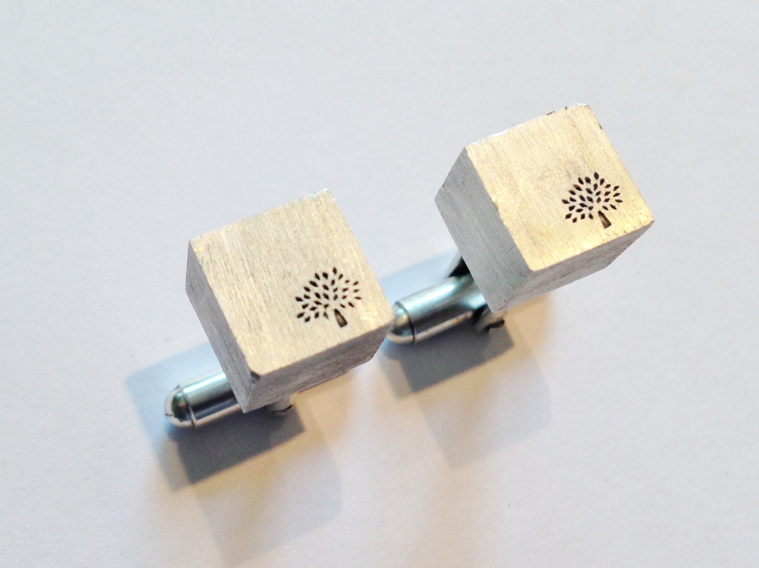 Mulberry Cufflinks // Silver plated with a brushed matt finish Etsy