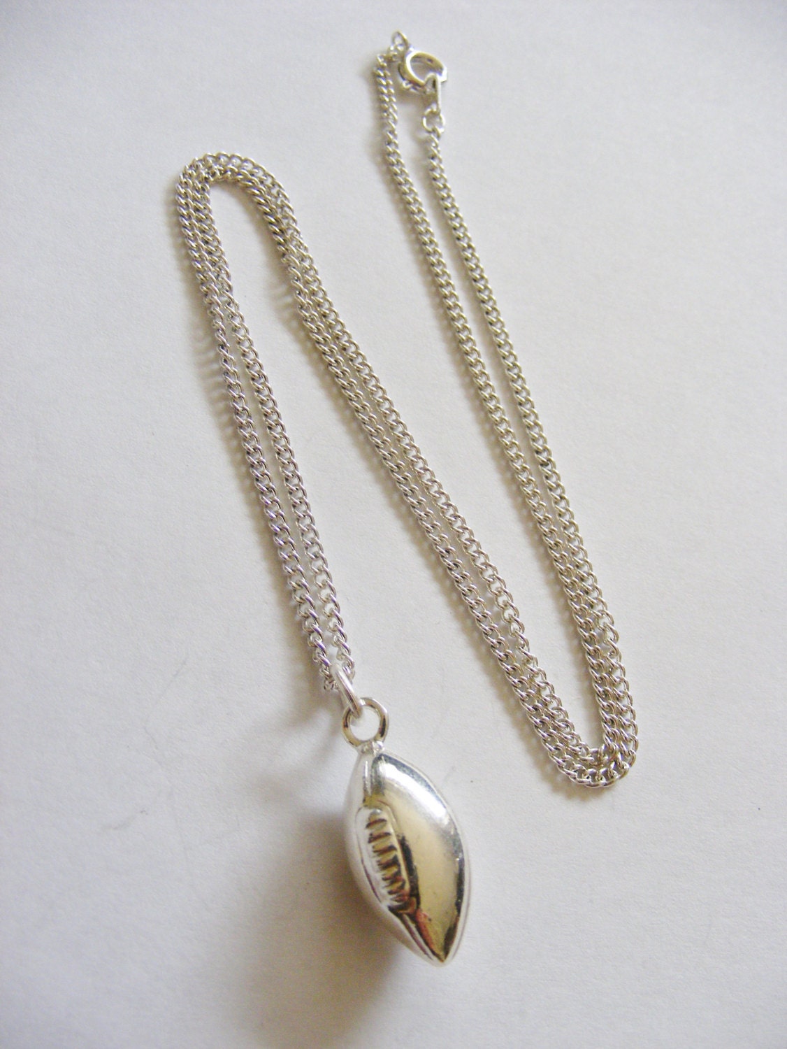 Rugby Necklace // Silver Plated Rugby Ball Pendant W/ Chain // Etsy UK