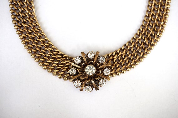 Big 1980's Gold Chain Statement Collar Necklace, … - image 3