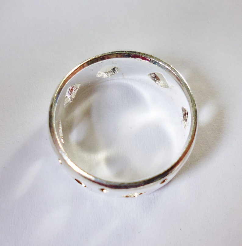 Ladies Patterned Silver Ring Silver Plated Diamond /'Cut-Out/' Ring Vintage 1990/'s Ring Various Sizes Available