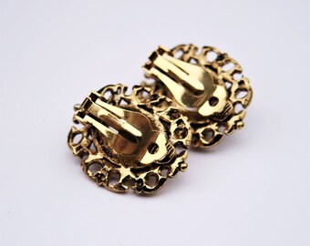 Boucles D'oreilles Vintage Clips Perle – Doré à L'or Fin – Créateur – Paire Ancienne