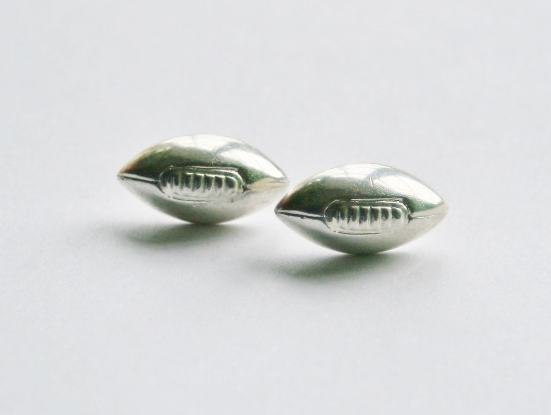 Rugby Ball Earrings // Silver Plated // Made in England // Costume