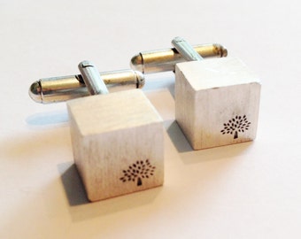 Mulberry Tree Cufflinks: Brushed Silver Plated Shirt Accessories
