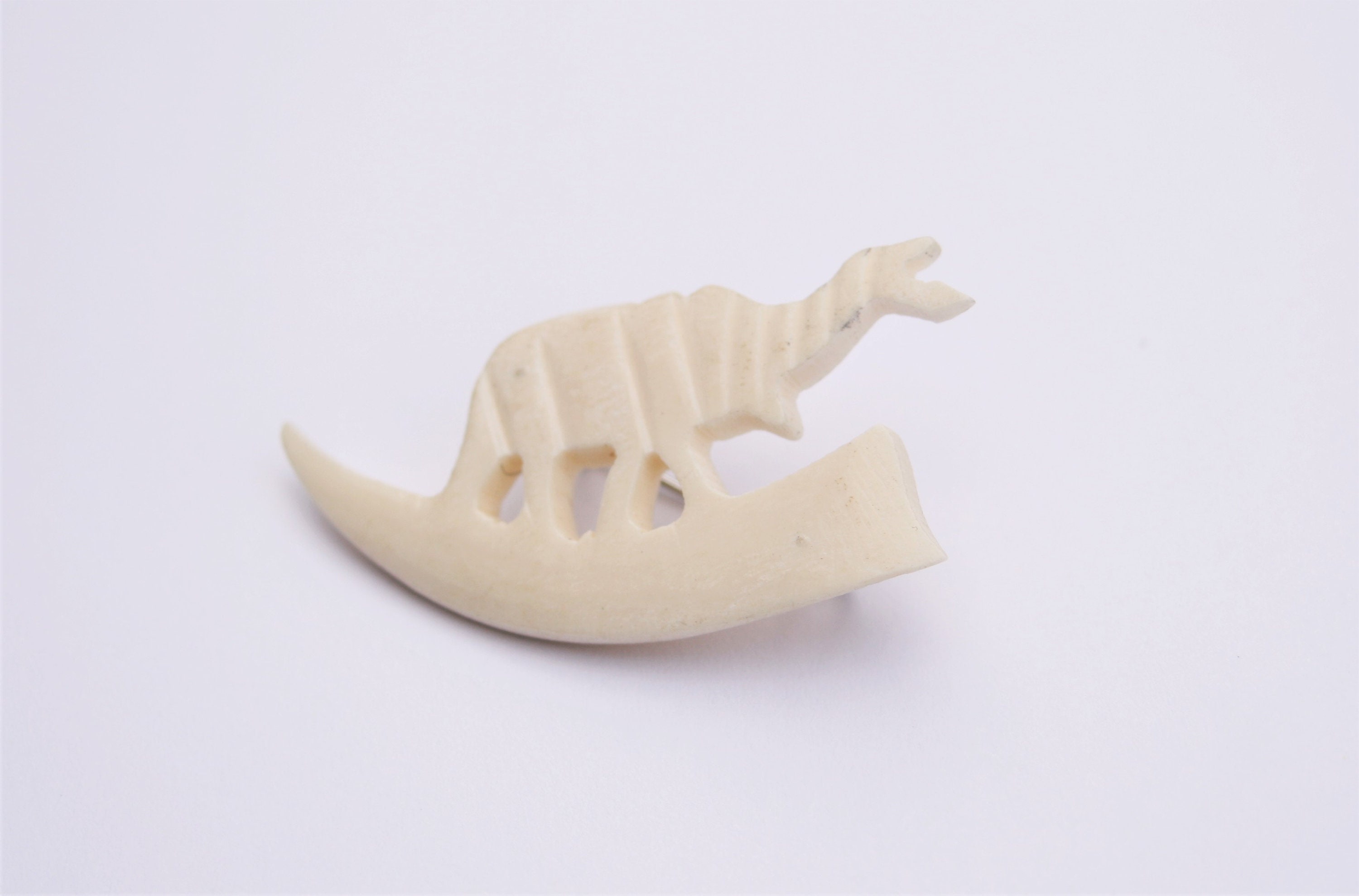 Vintage Carved Celluloid Elephant Brooch: Faux Ivory Tribal Pin - Etsy