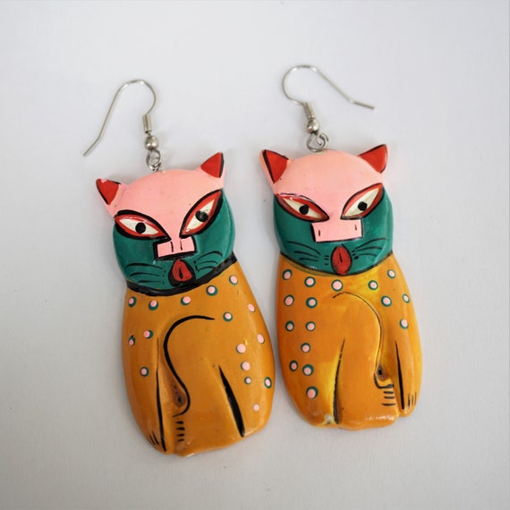 Vintage cat best sale earrings
