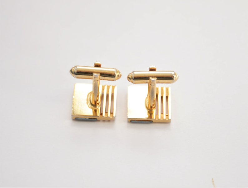 Blue Resin Button Cufflinks w Silver Cross 1980/'s Vintage Cufflinks Mens Gift Idea