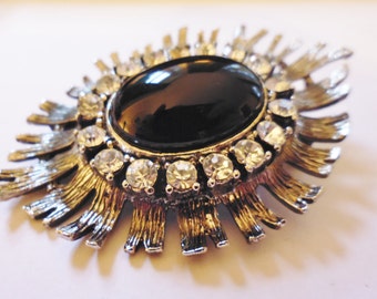Vintage Swarovski Crystal Brooch: 1980s Silver Tone Costume Jewelry