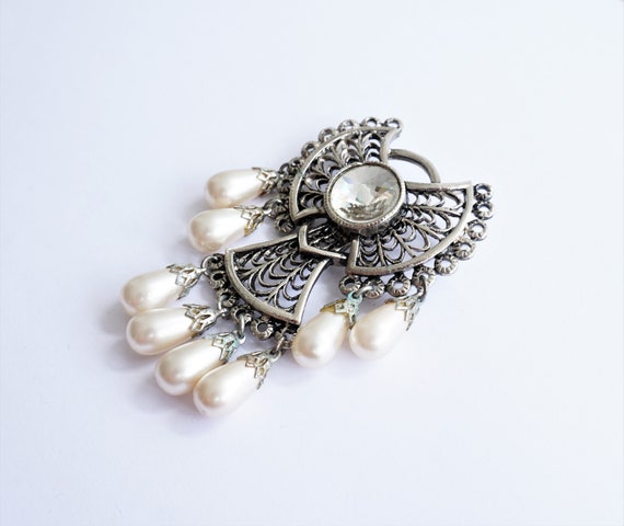 Guardian Angel Brooch, Large 1980's Dangly Hangin… - image 3