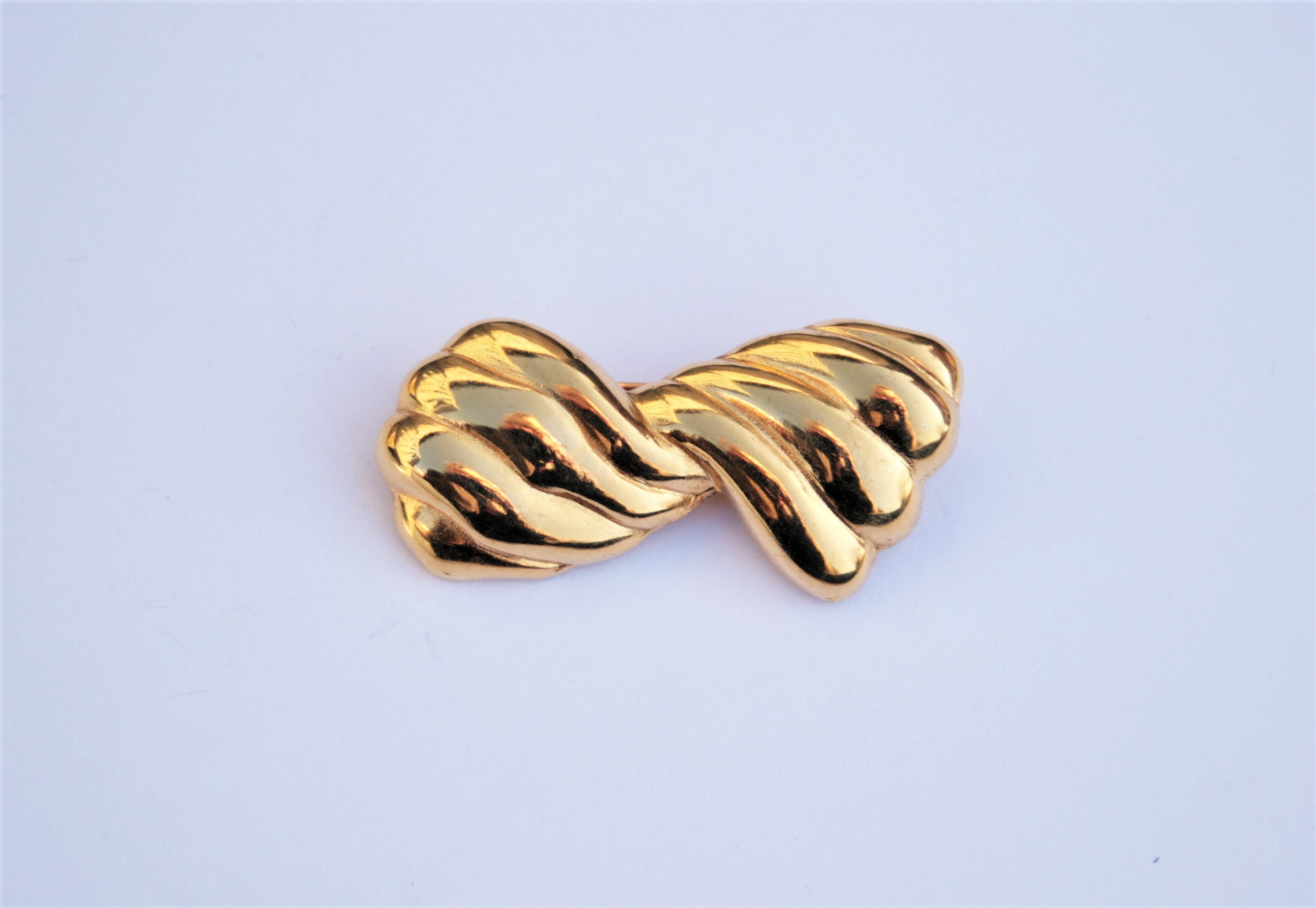 Broche Vintage Noeud En Plaqué Argenté - Pierre Améthyste - Occasion - Jolie Pièce Rétro