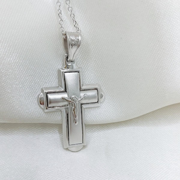 White Gold Cross Etsy