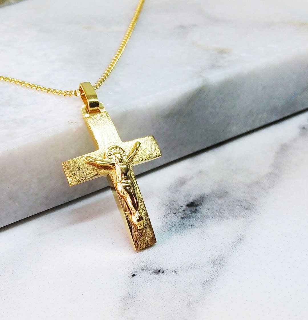 Baptism Gold 14k Gross With Crusified Baptism Gold Cross - Etsy