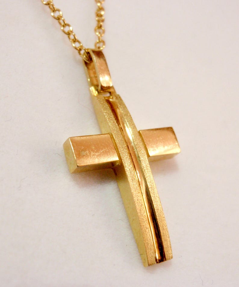 Griechische Taufe 14k Kreuz Herren Gold Anhänger Solid Gold Etsy.de