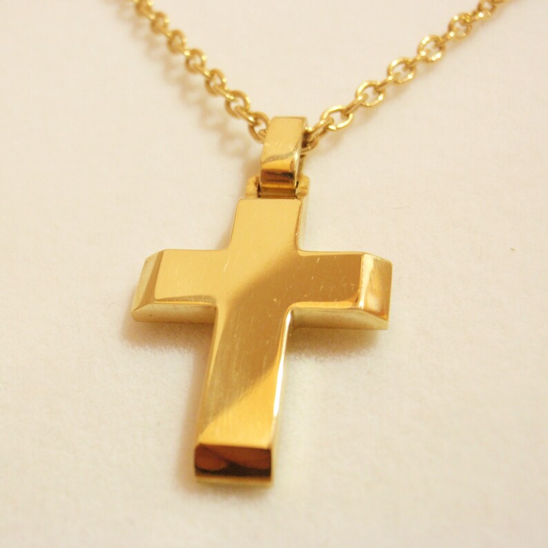 Gold Gross 14k Gold Cross 18k Solid Cross Modern Baptism | Etsy