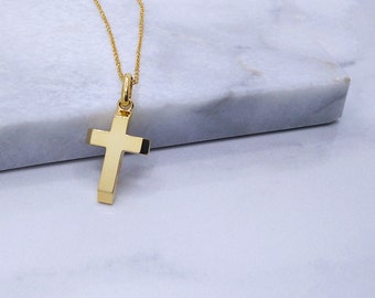 18k Solid Gold Cross Pendant, Baptism Gold Cross, Orthodox Gold Cross Neckalce, 14k Gold Cross, Gold Cross Pendant, Handmade Greek Gross