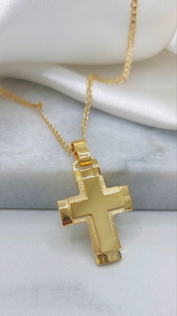 Baptism gold cross best sale necklace