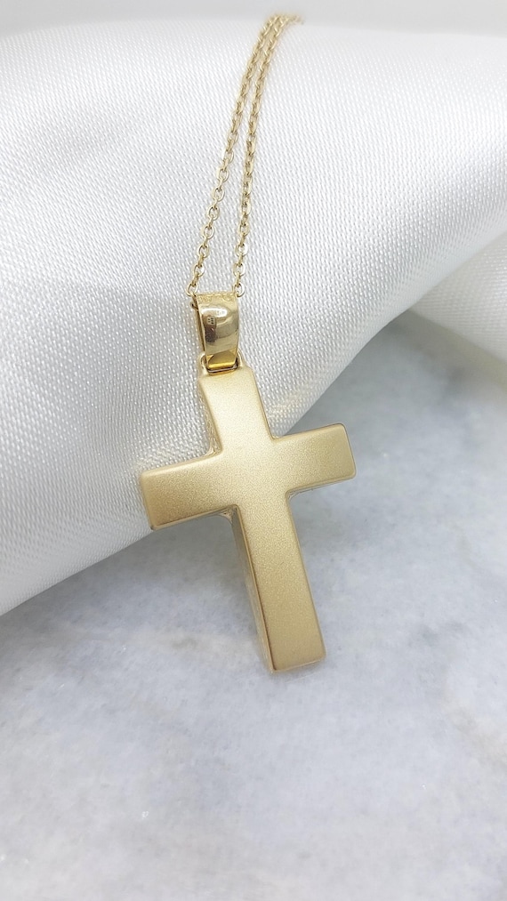 14k Gold Cross for Baptism,greek Orthodox Gold Cross,men's Cross