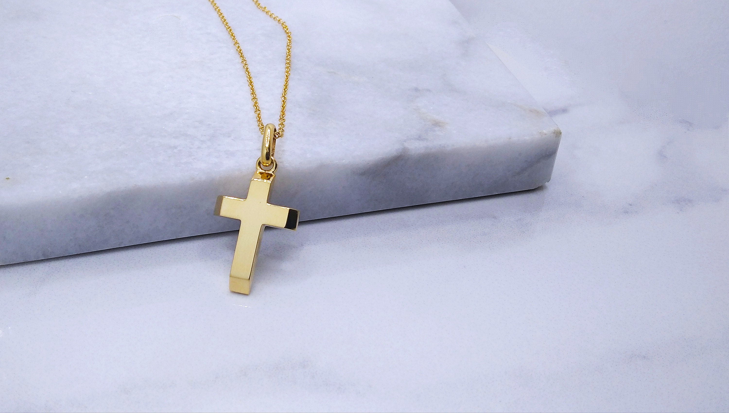 Baptism gold cross best sale necklace