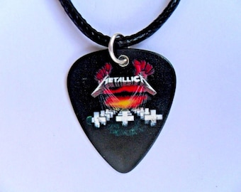 Handmade METALLICA Guitar Pick / Plectrum Leather Necklace