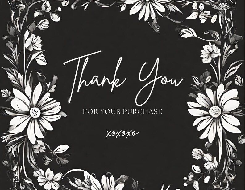 Printable Thank You for Your Purchase CARD 5x7 Design, Black and White ...
