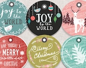Sale Christmas Tag - Circle Tags, circle gift tags, Cupcake Toppers, Gift Tags, 2 inch tags, xmas tags, holiday circle label