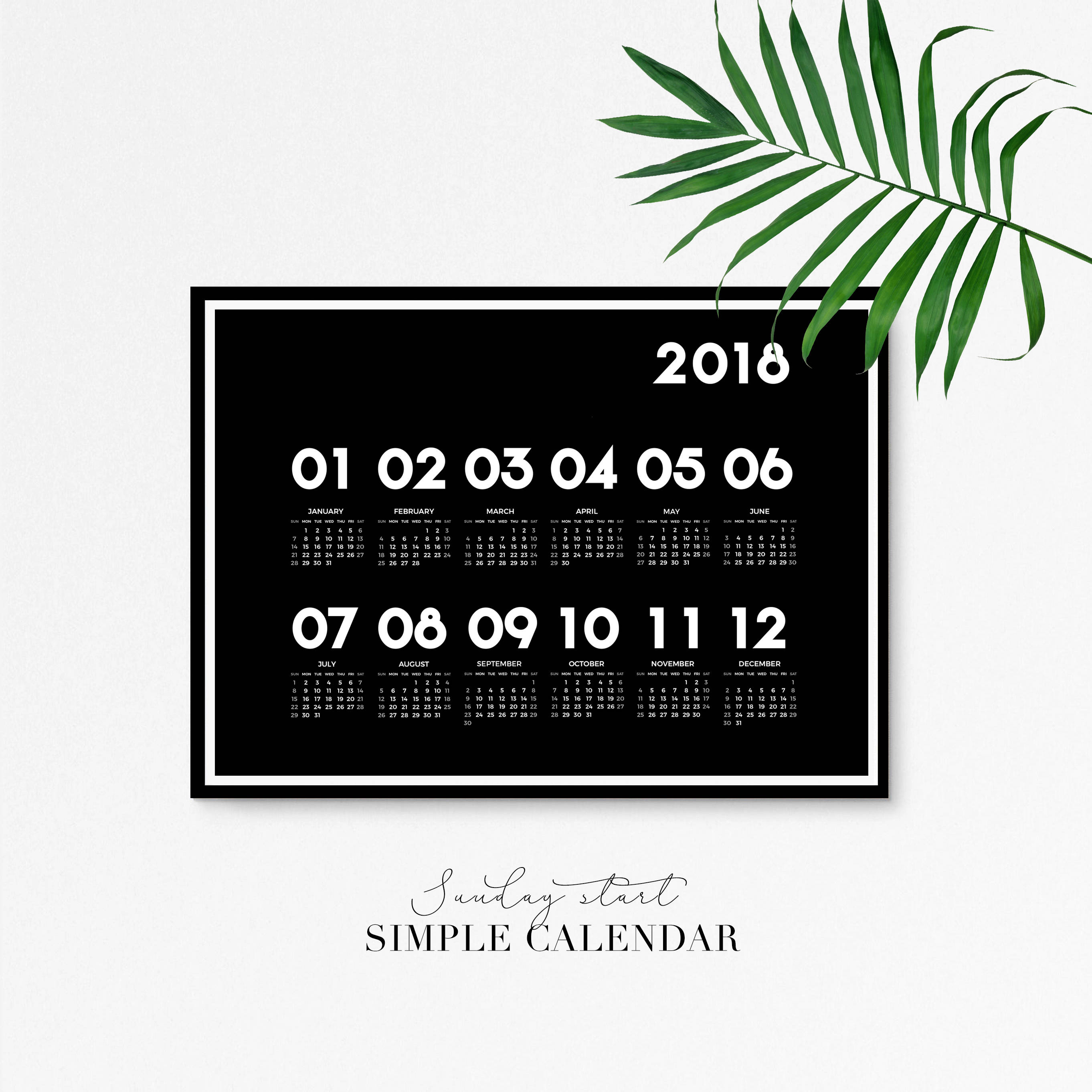 Printable Calendar 2018 11x14 Calendar 2018 2018 Calendar Etsy