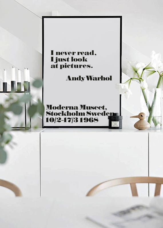 Warhol minimalist Quote Gift Wall art print Famous for fifteen minutes