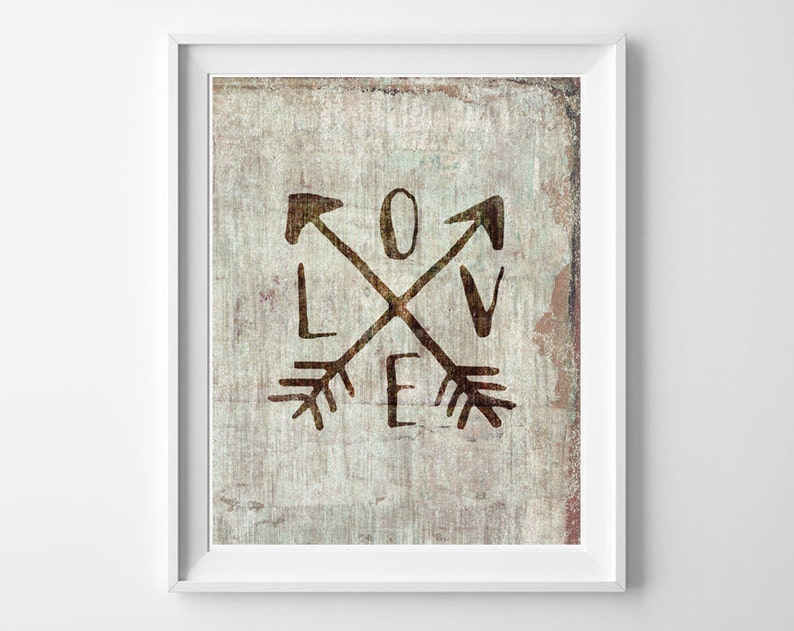 Printable rustic art Love sign vintage arrows art Etsy
