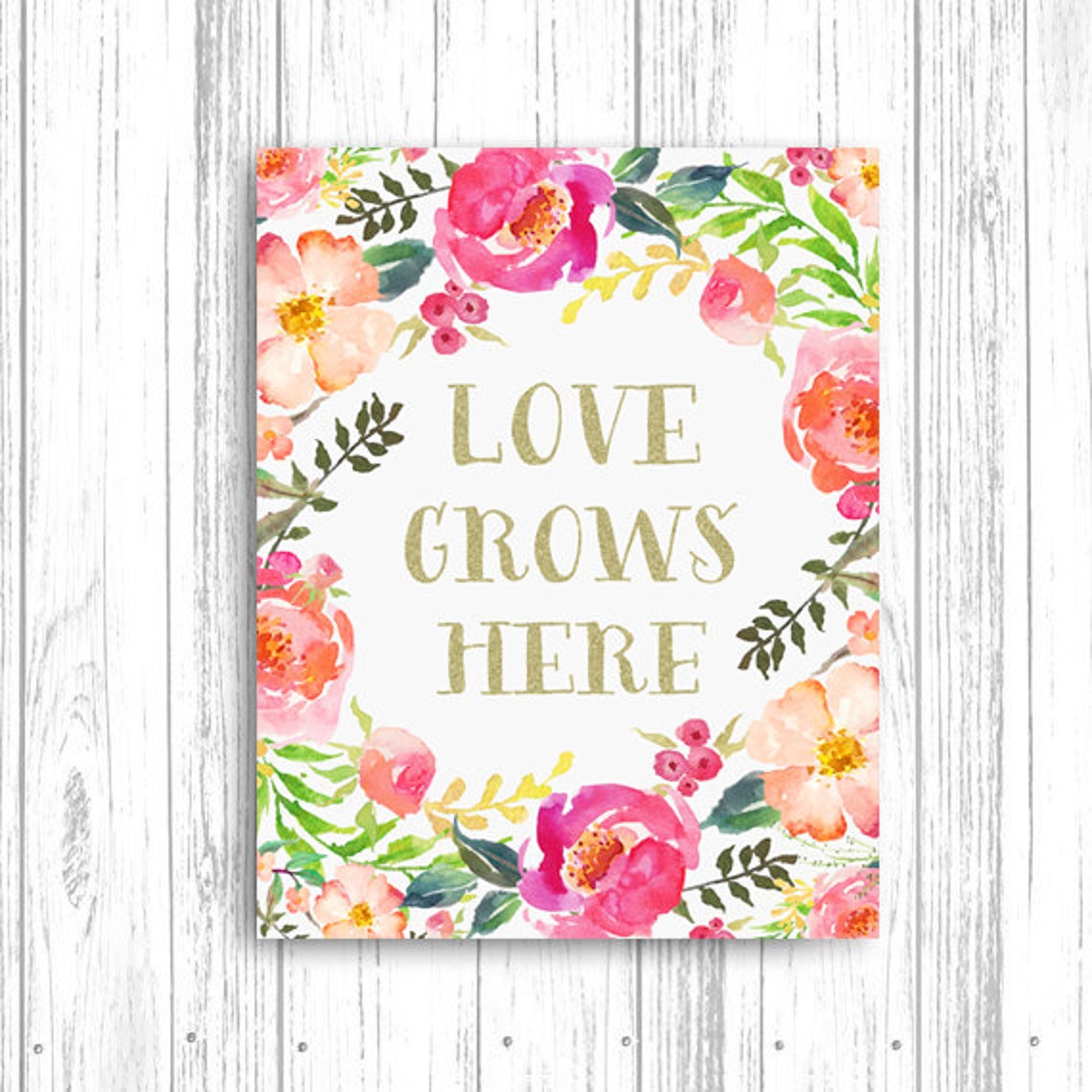Love grows here Printable Wall Art Nursery wall art Love Etsy