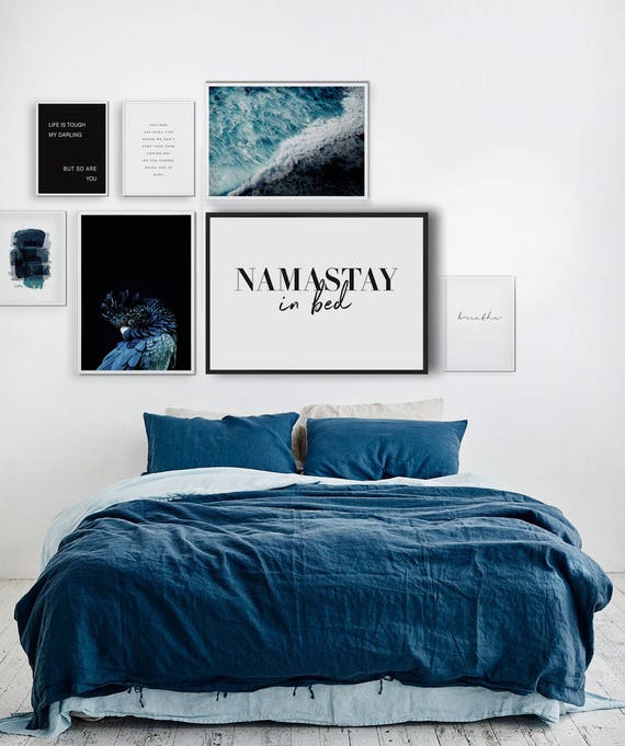 Bedroom Wall Art Namastay In Bed Bedroom Posters Modern Minimalist Art Scandinavian Print Typography Print Namaste Wall Art 24x36 Art