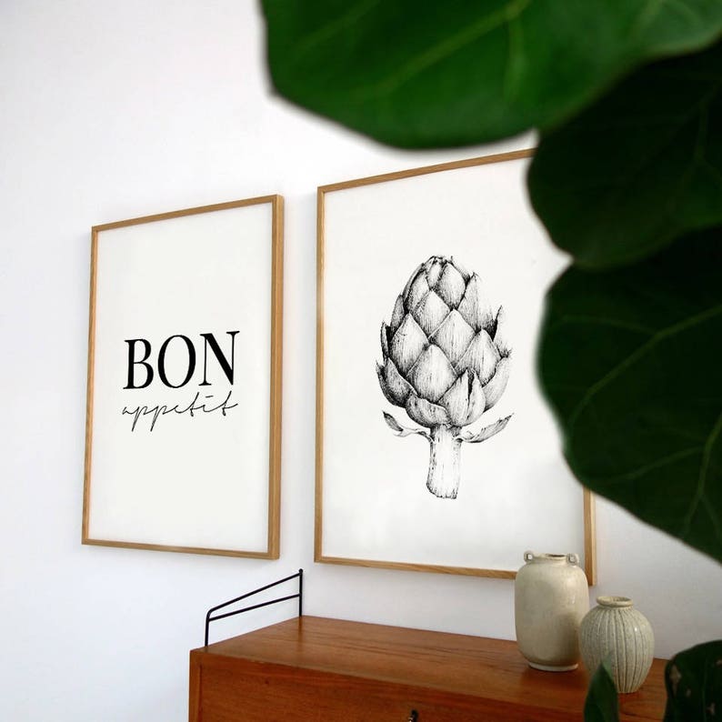 Artichoke print artichoke wall art scandinavian print Etsy