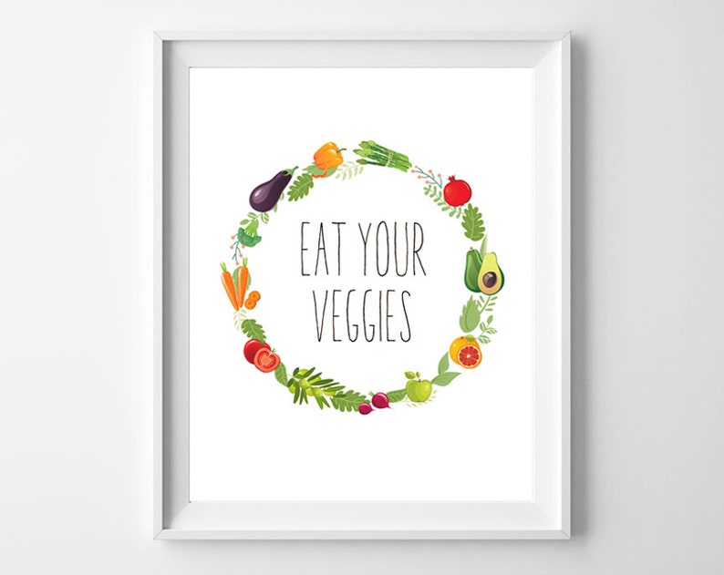Eat Your Veggies Inspirational quote Kitchen Kids Wall Etsy