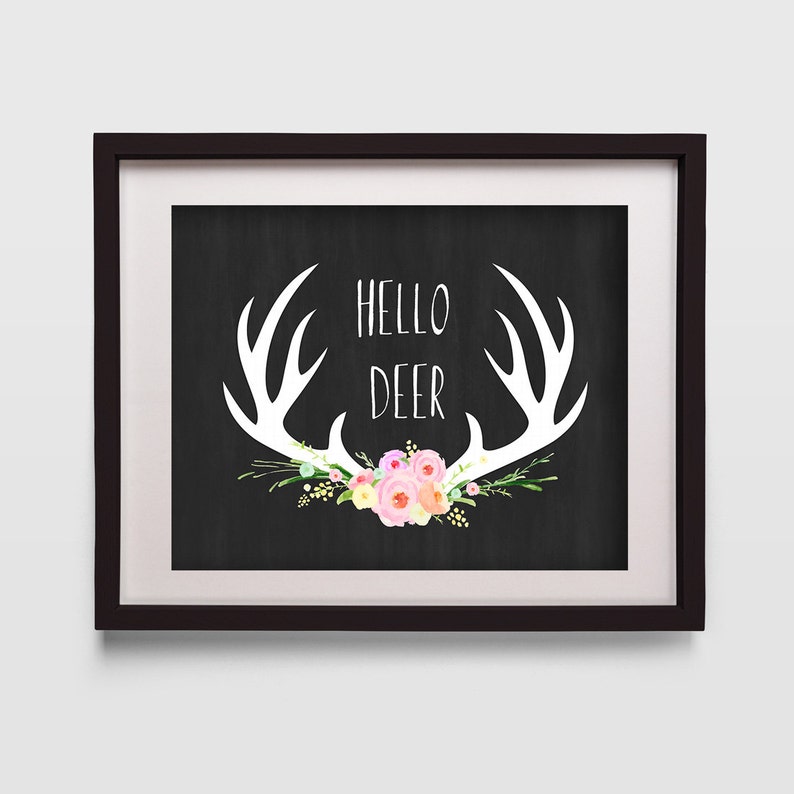 50 OFF. Hello Deer Wall decor Antler deer art deer art Etsy