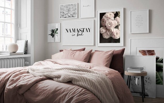 Bedroom Wall Art Namastay In Bed Bedroom Posters Modern Minimalist Art Scandinavian Print Typography Print Namaste Wall Art 24x36 Art