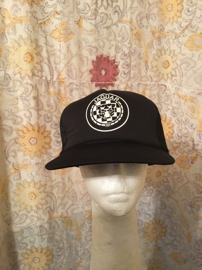 Like New! Deadstock 1970s80s Black \u201cJAGUAR\u201d Mesh Trucker Hat Excellent Shape