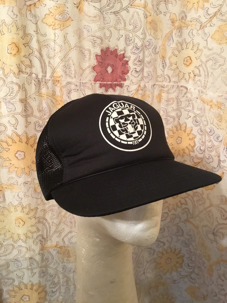 Like New! Deadstock 1970s80s Black \u201cJAGUAR\u201d Mesh Trucker Hat Excellent Shape