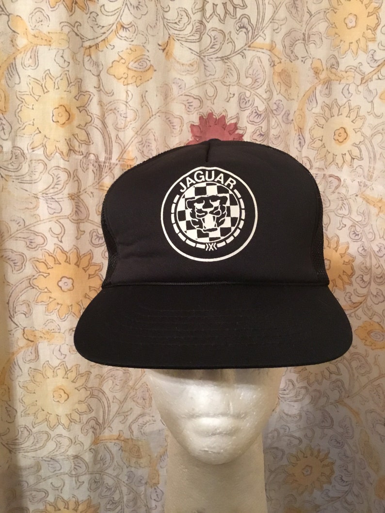 Like New! Deadstock 1970s80s Black \u201cJAGUAR\u201d Mesh Trucker Hat Excellent Shape