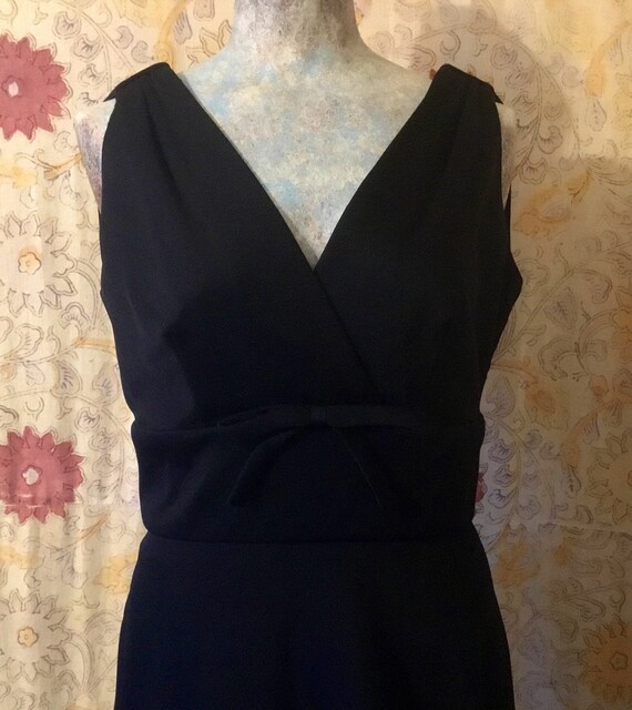 Lovely Black 1970’s Polyester Maxi-Dress, Floor Le