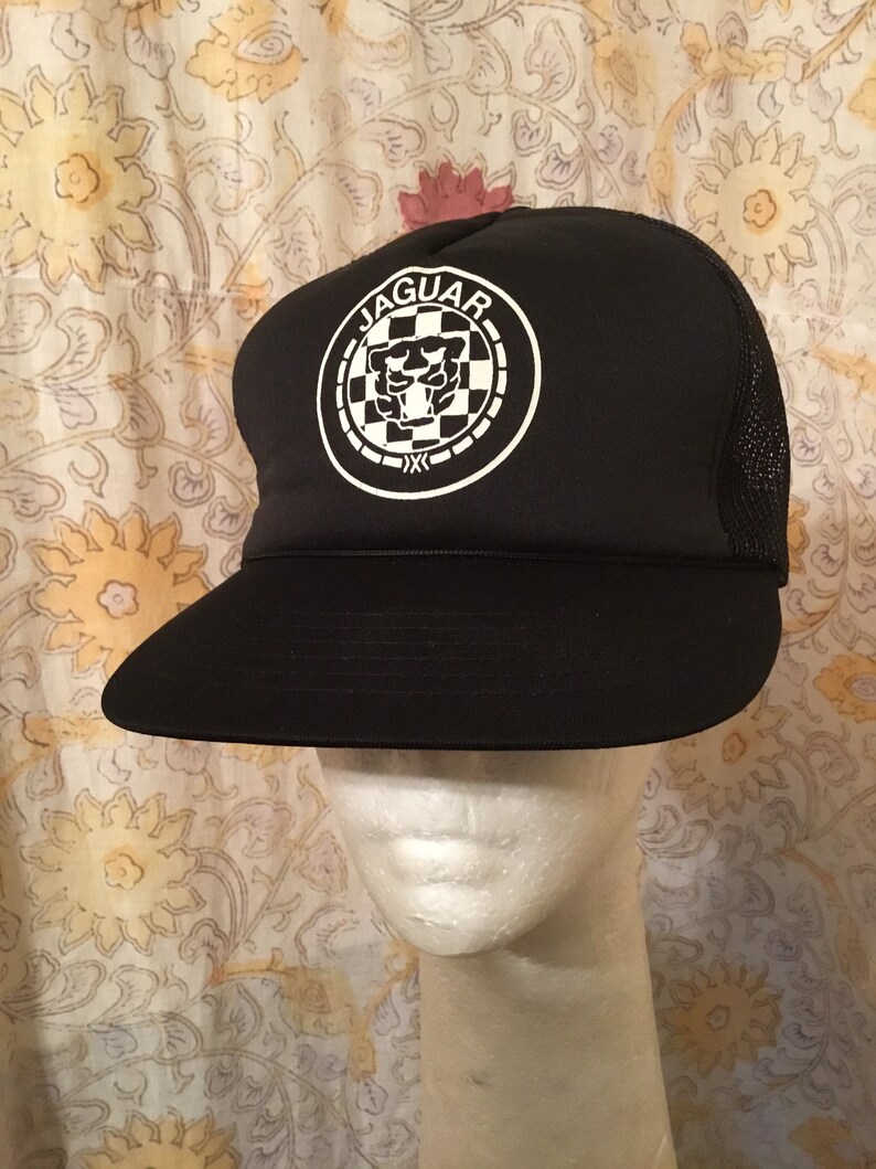 Like New! Deadstock 1970s80s Black \u201cJAGUAR\u201d Mesh Trucker Hat Excellent Shape