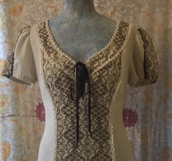 1970’s Maxi-Dress, Gunne Sax Style, Creme, Size M-
