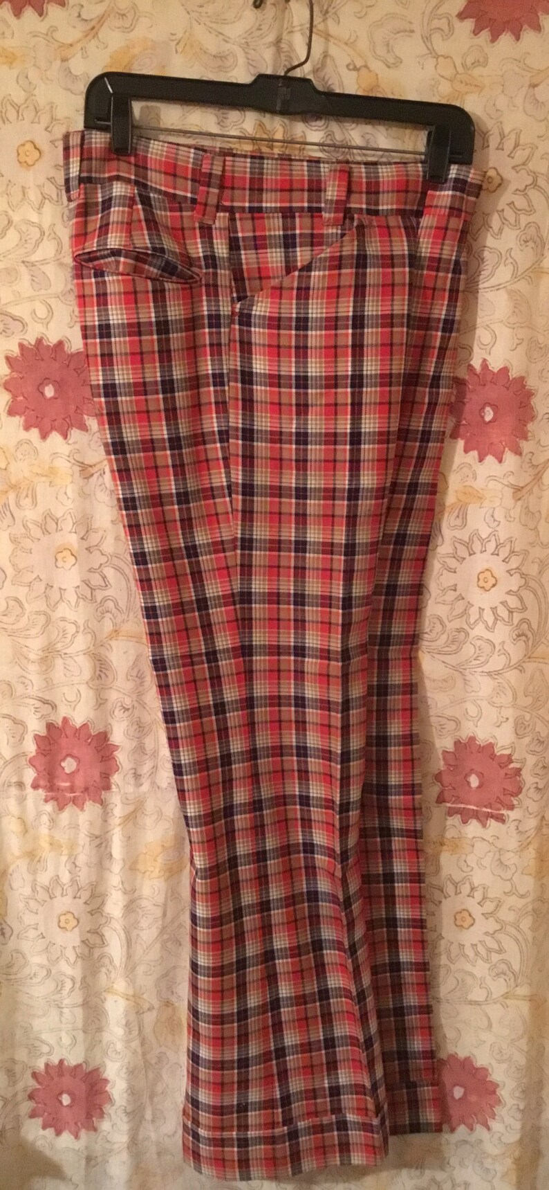 Funky Mens Early 1970s Plaid Pants Cotton/Polyester Blend | Etsy