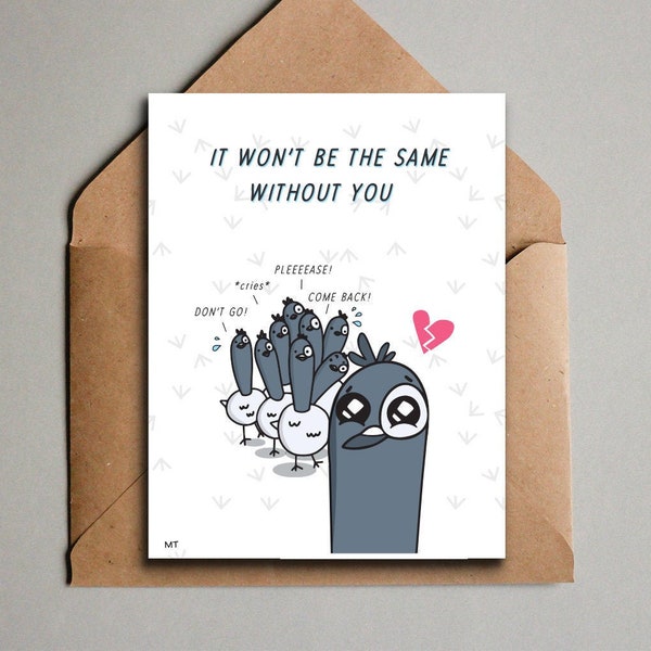 Sad Goodbye Card From All of Us - Printable "Dirty Birds" Pigeon Greeting Card - Coworker Goodbye  - Saying Farewell - Instant Download