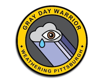 Pittsburgh Sticker - Funny PGH Weather Merit Badge - 2 Inch Vinyl Weatherproof Decal