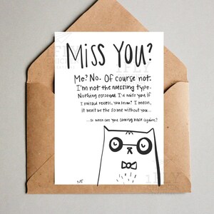 Miss You Grumpy Cat Card Printable Greeting Card in 2 Sizes Etsy