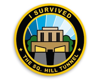 Pittsburgh Stickers - Squirrel Hill Tunnel Survivor - Funny Pittsburgh Merit Badge - 2 Inch Vinyl Weatherproof Decal - Yinzer Sticker