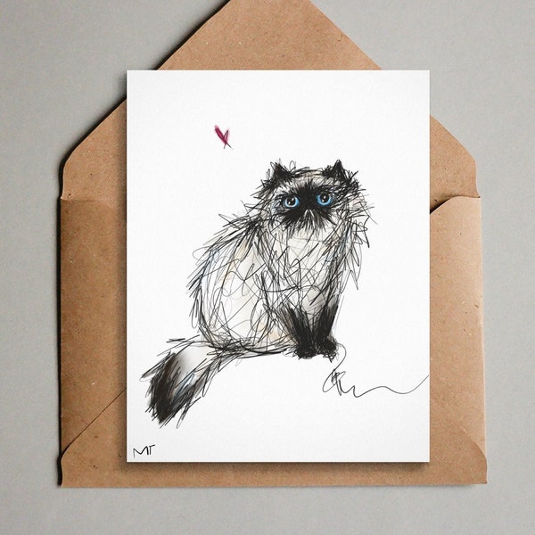 Himalayan Cat Card - Printable Persian Cat Card for All Occasions - for Cat Lovers - Instant Print - Thank You, Loss, Love Himalayan Cat