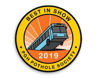 Pittsburgh Pothole Sticker - 2 Inch Vinyl Weatherproof Decal - Sinkhole Bus Merit Badge