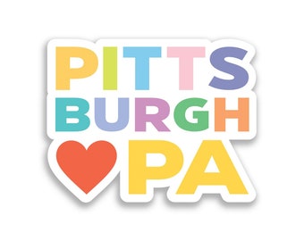 Colorful Pittsburgh Sticker - 3 Inch Vinyl Weatherproof Decal - Pastel Rainbow - Unique Pittsburgh Souvenir