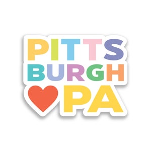 Colorful Pittsburgh Sticker 3 Inch Vinyl Weatherproof Decal Pastel Rainbow Unique Pittsburgh Souvenir image 1